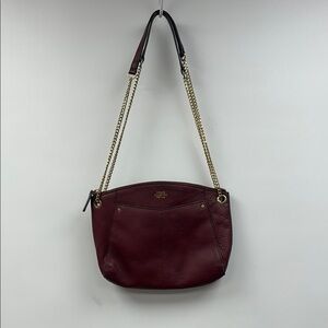Vince Camuto Pebbled Leather Crossbody Handbag Burgundy 11"x8"
